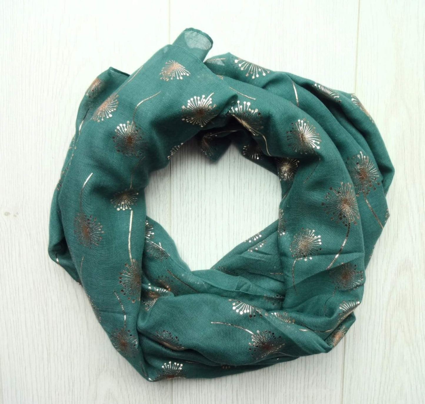 Rose Gold Dandelion Print Lightweight Soft Cotton Mix Scarf