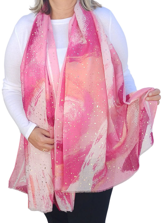 Watercolour Effect Soft Sparking Glitter Scarf - watercolour-effect-soft-lightweight-sparking-glitter-scarf-Scarf
