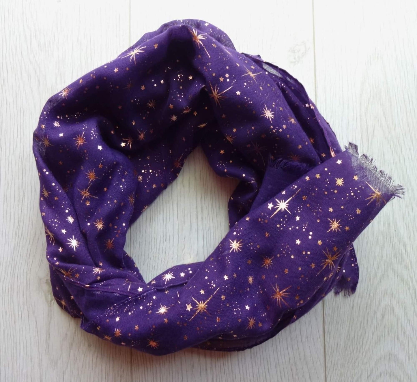 Rose Gold Galaxy Star Print Soft Cotton Mix Scarf