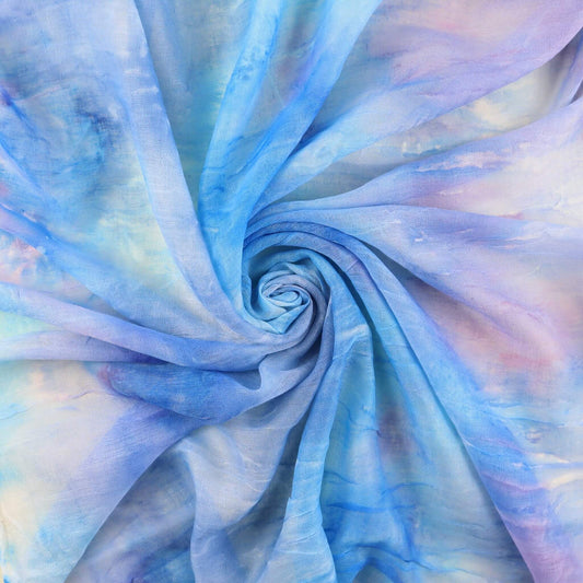 Tie Dye Stripe Print Frayed Scarf - tie-dye-stripe-print-frayed-scarf-Scarf