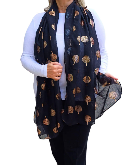 Rose Gold Tree Of Life Foiled Print Scarf