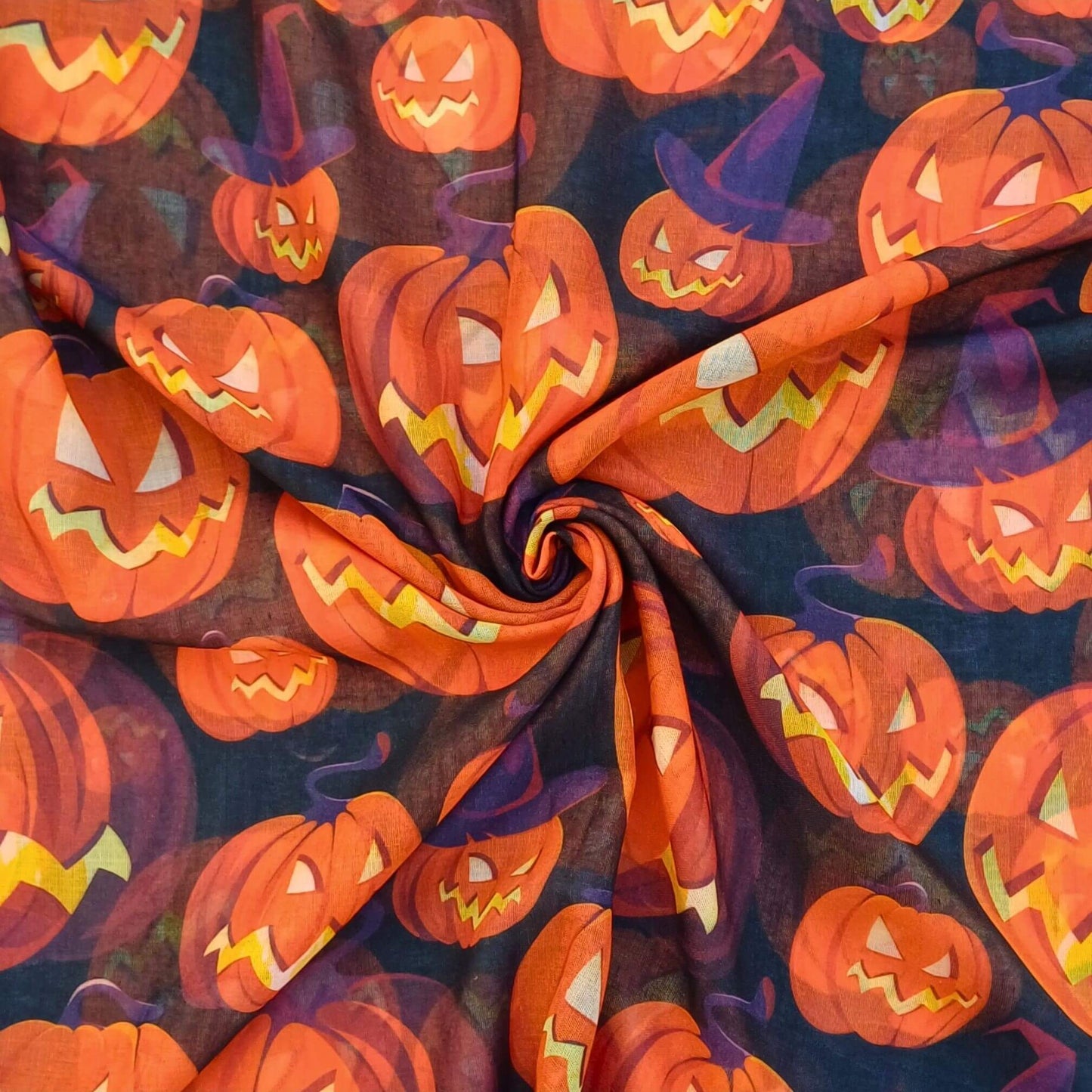 Aurora's Array: Spooky Cute: Halloween Pumpkin Scarf close up pattern