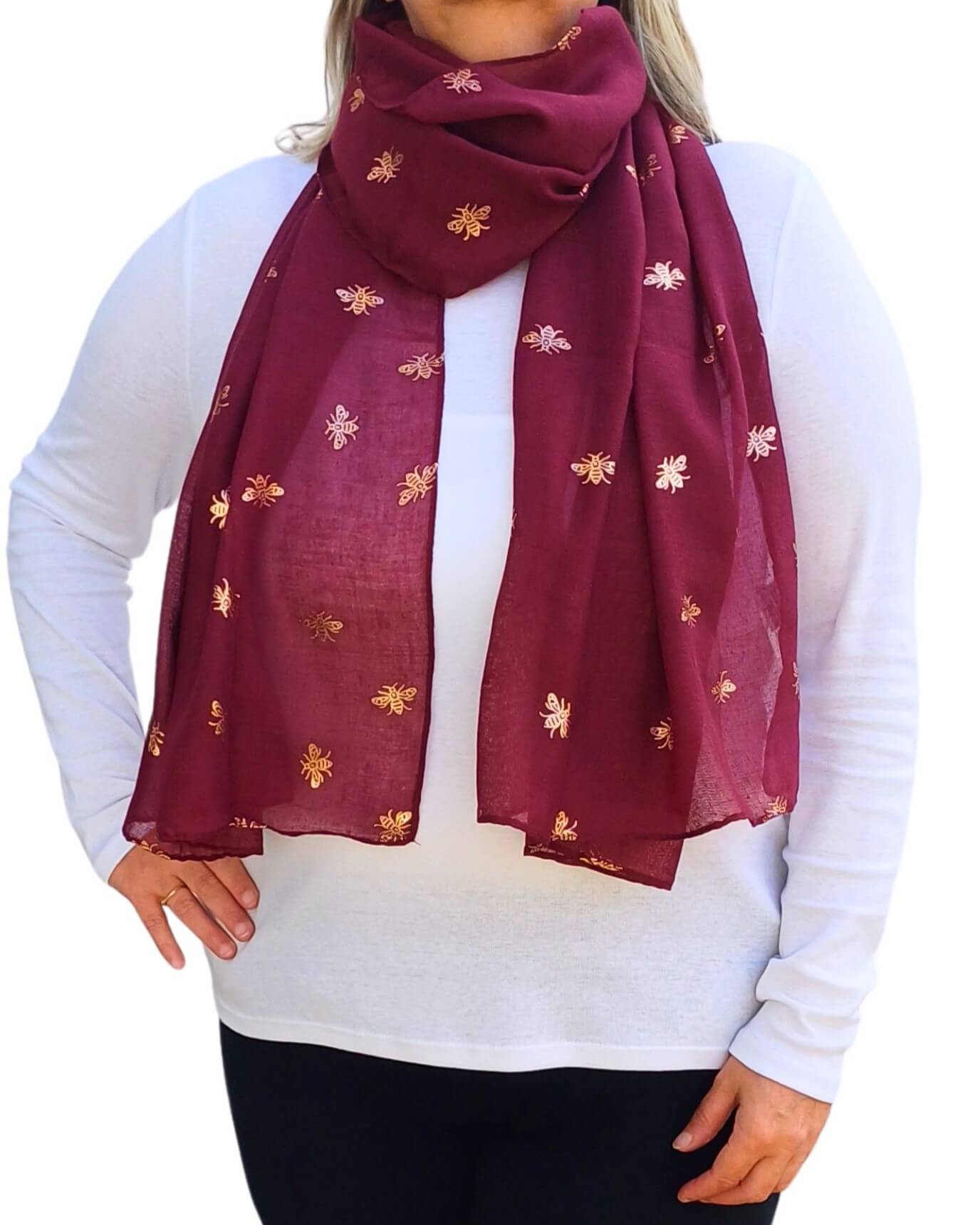 Rose Gold Bumblebee Foiled Print Scarf