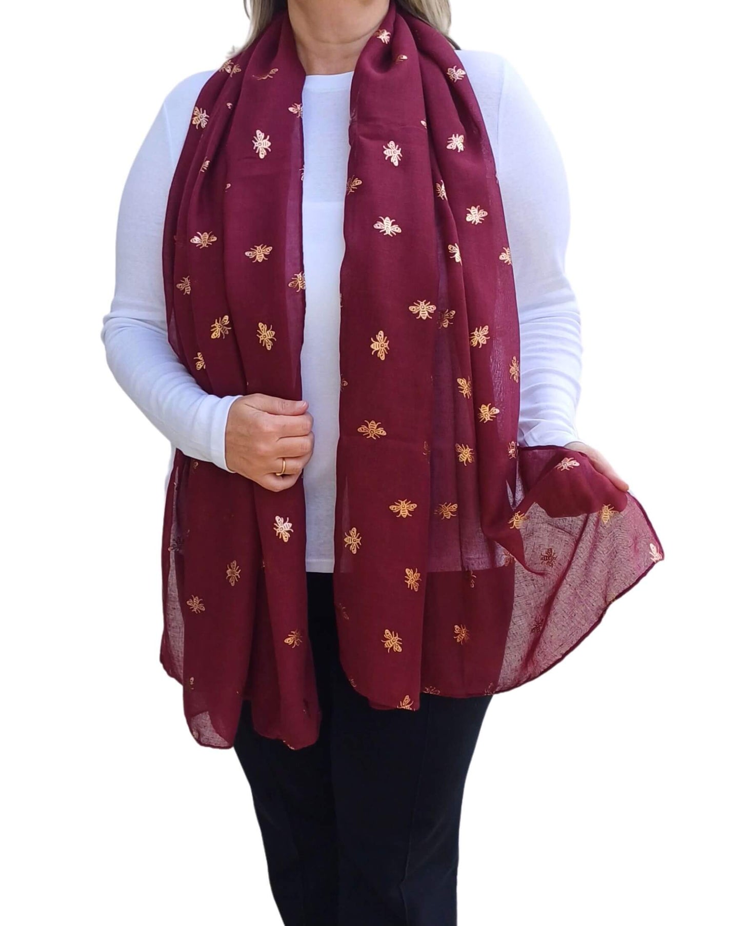 Rose Gold Bumblebee Foiled Print Scarf
