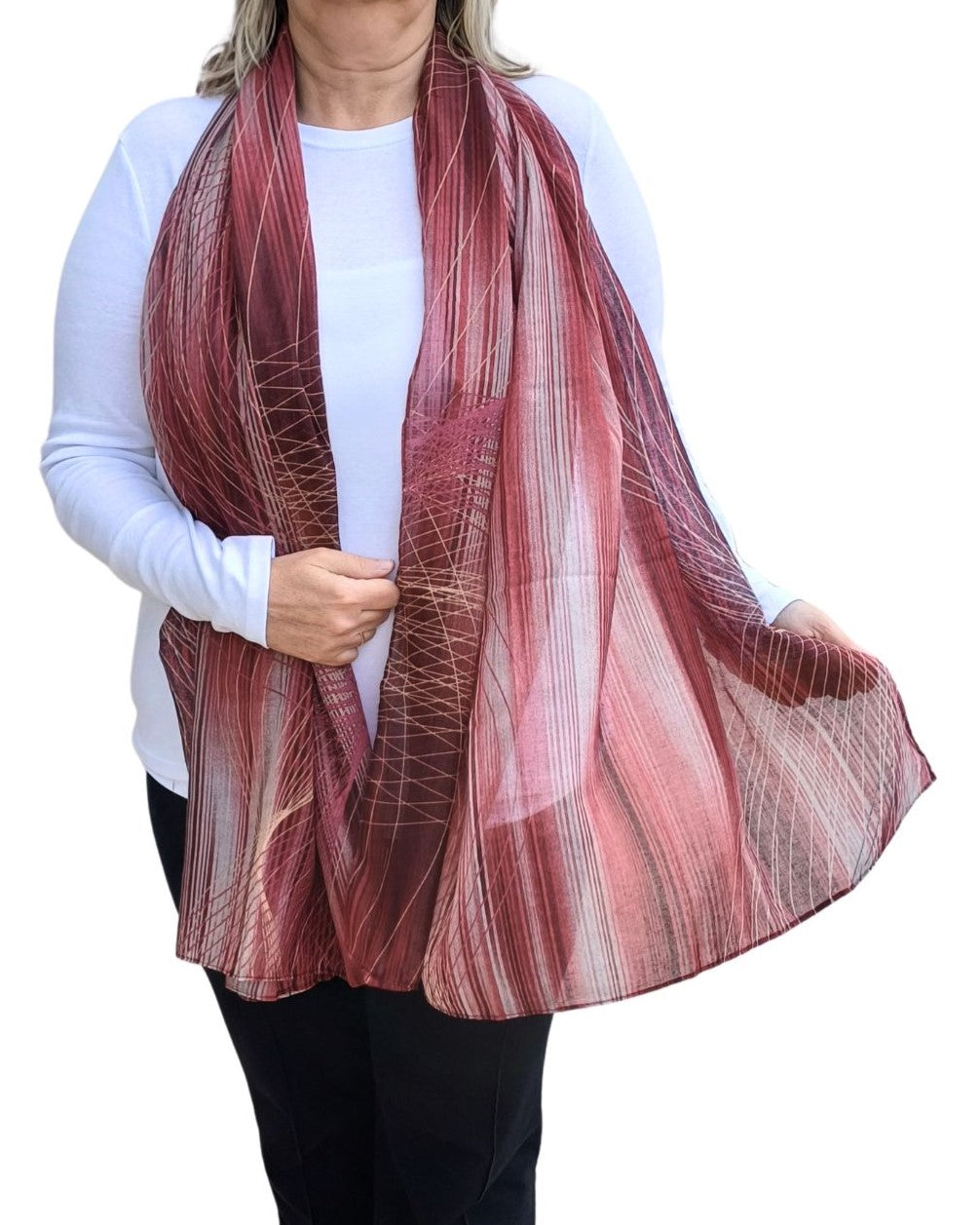 Fine Stripe & Spiral Print Scarf