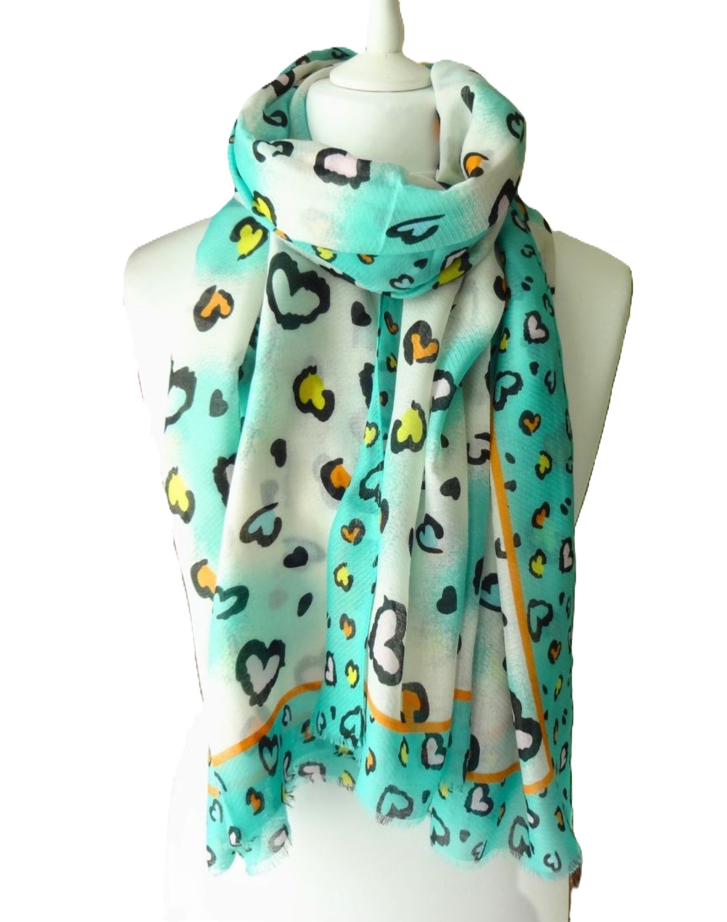 Vibrant Colourful Soft Love Hearts Print Scarf - in Red, Blue or Green