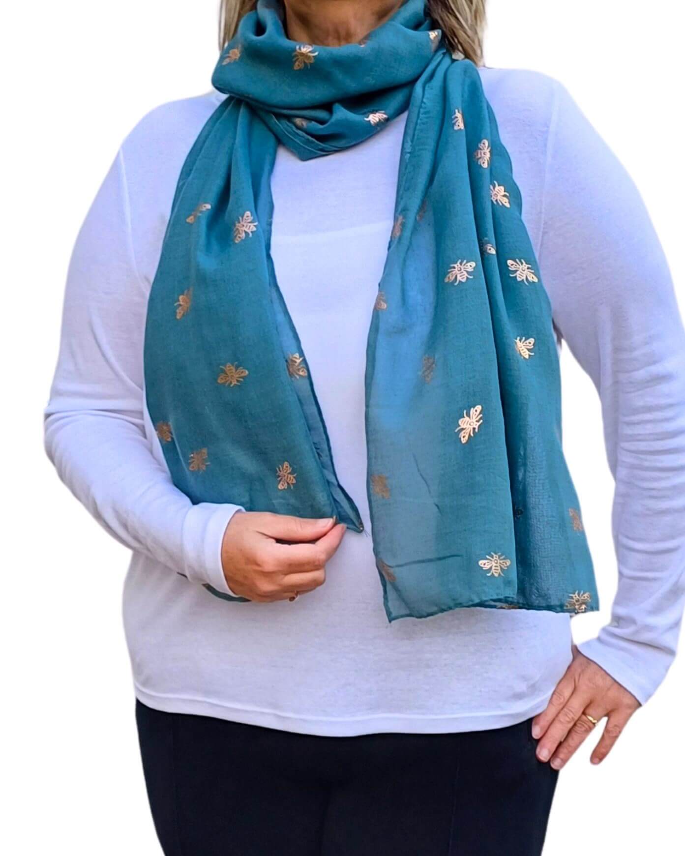 Rose Gold Bumblebee Foiled Print Scarf