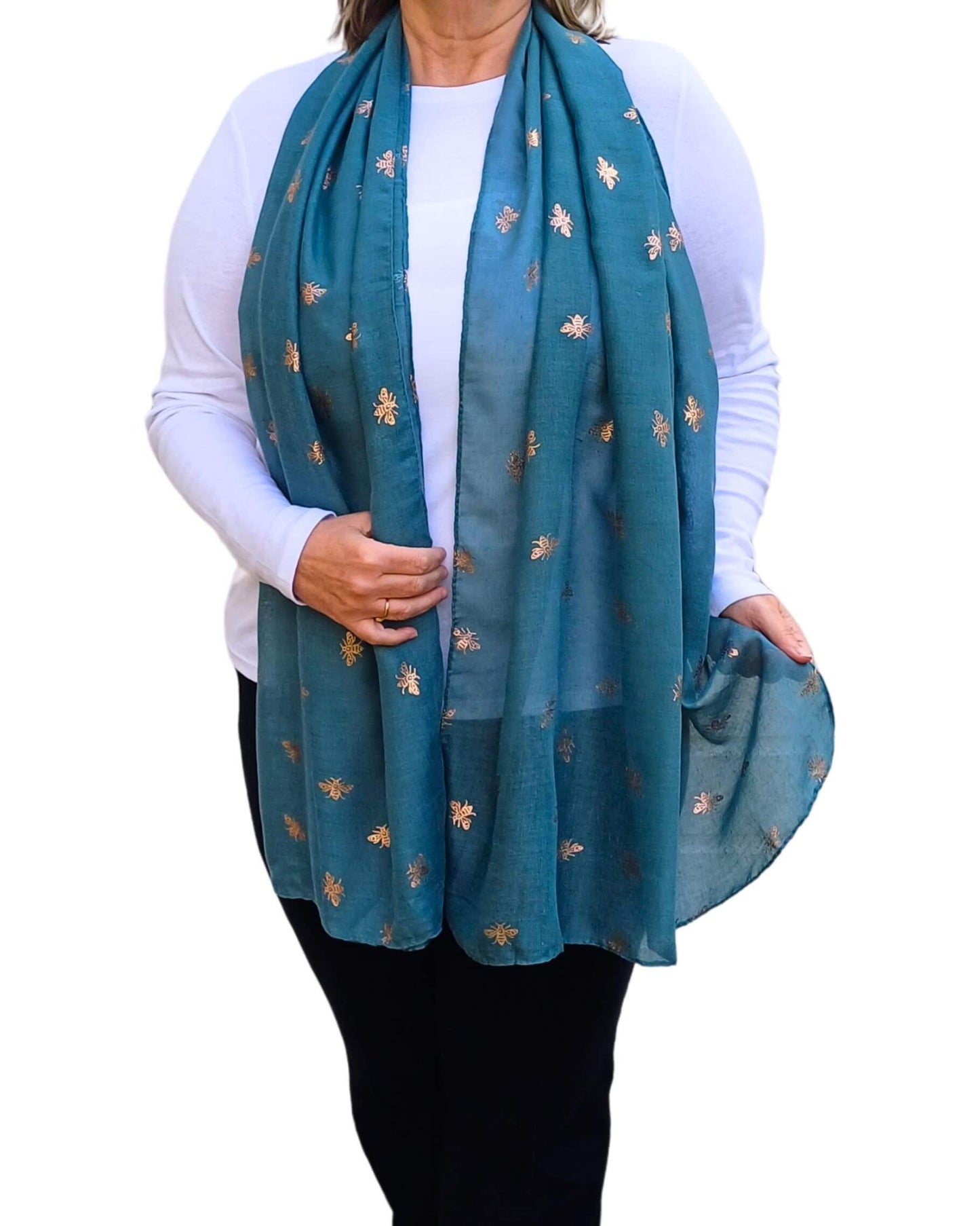 Rose Gold Bumblebee Foiled Print Scarf