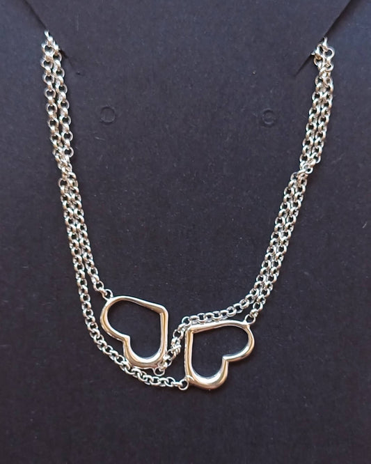 Sparkling 925 Sterling Silver Double Open Heart Bracelet - 925-sterling-silver-bracelet-with-double-open-heart-