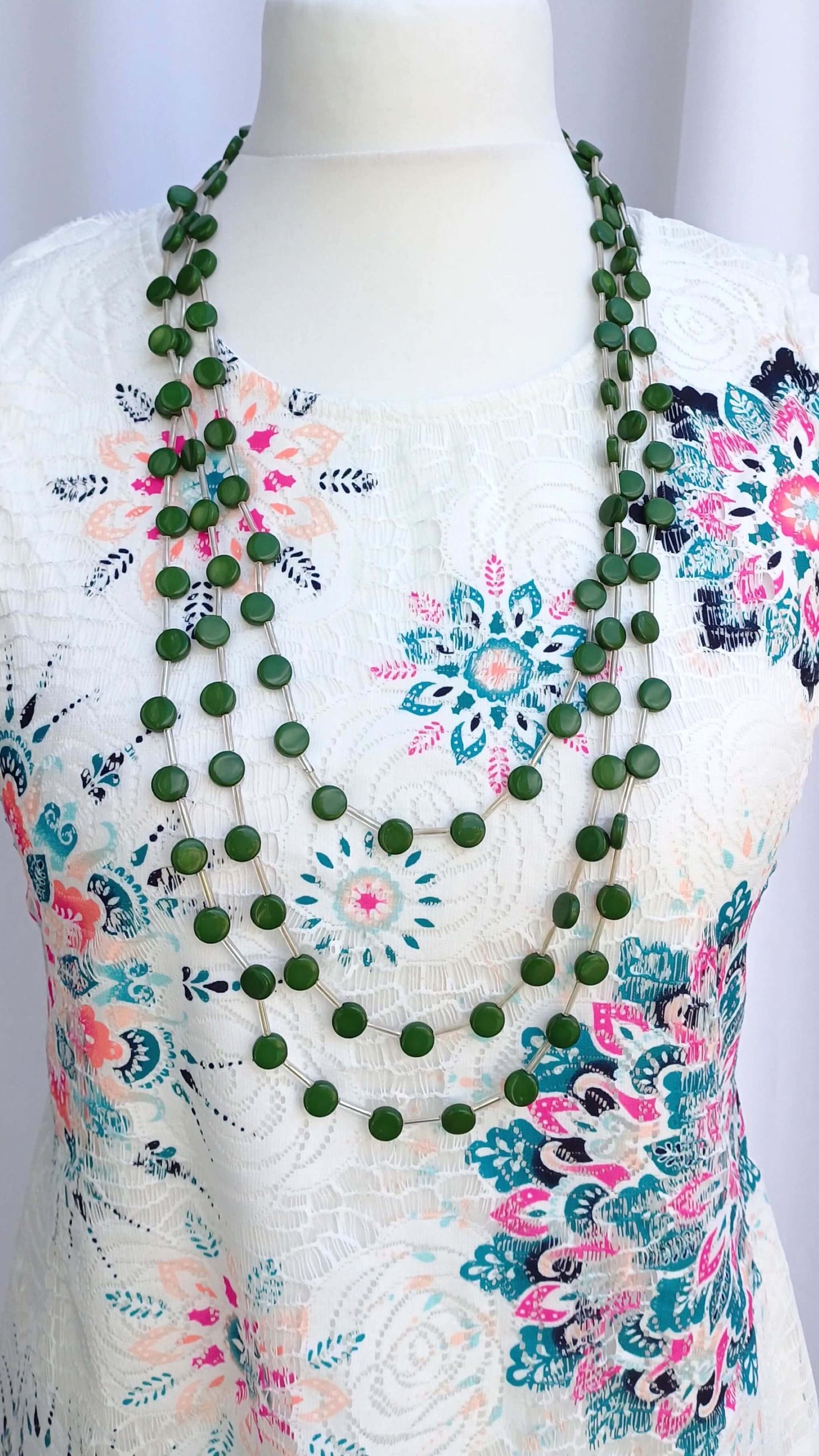 The 3-Line Petit Acrylic Bead Necklace (6 Colours!) - high-gloss-beaded-3-line-adjustable-length-statement-necklace-Necklaces