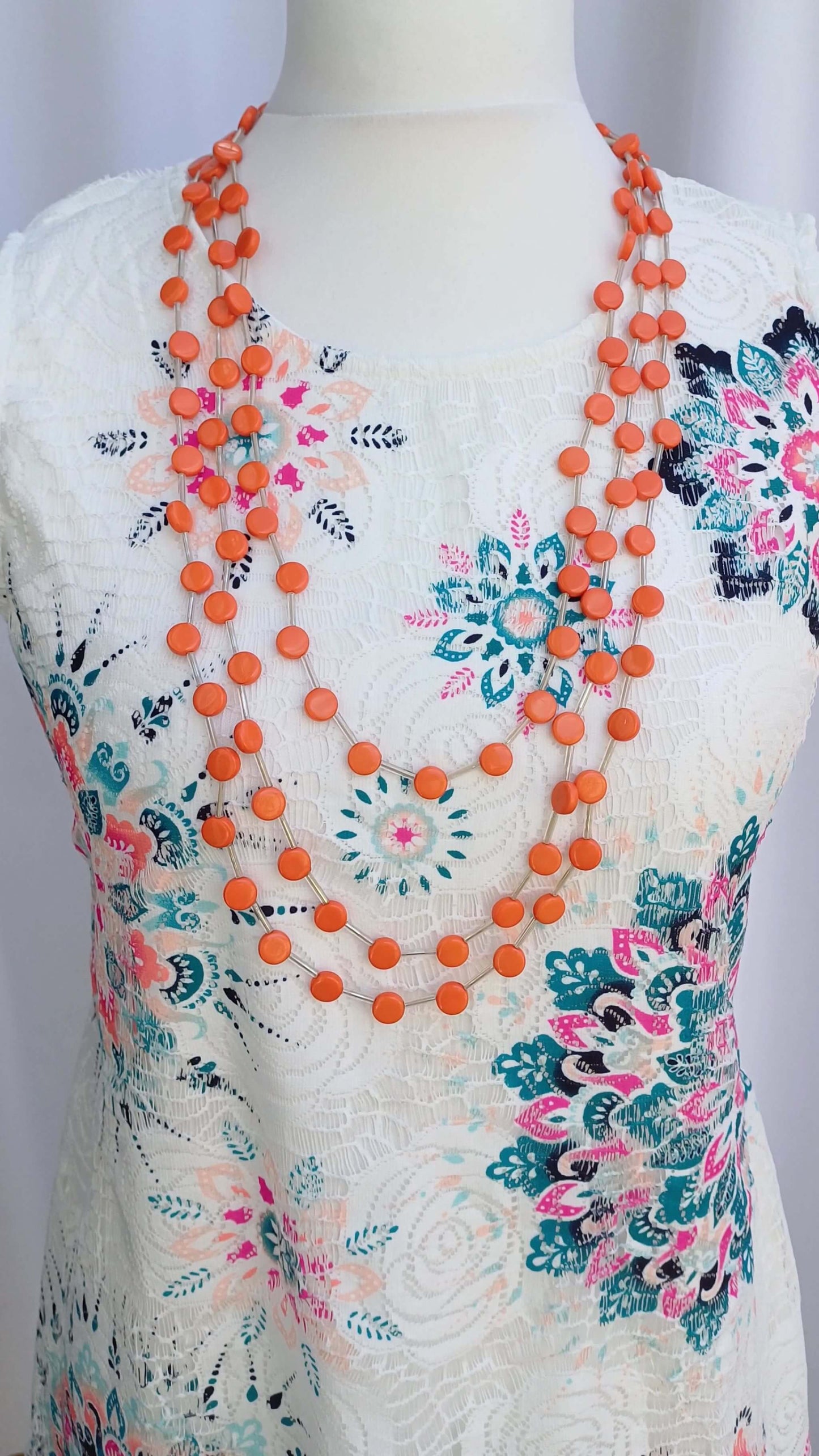The 3-Line Petit Acrylic Bead Necklace (6 Colours!) - high-gloss-beaded-3-line-adjustable-length-statement-necklace-Necklaces