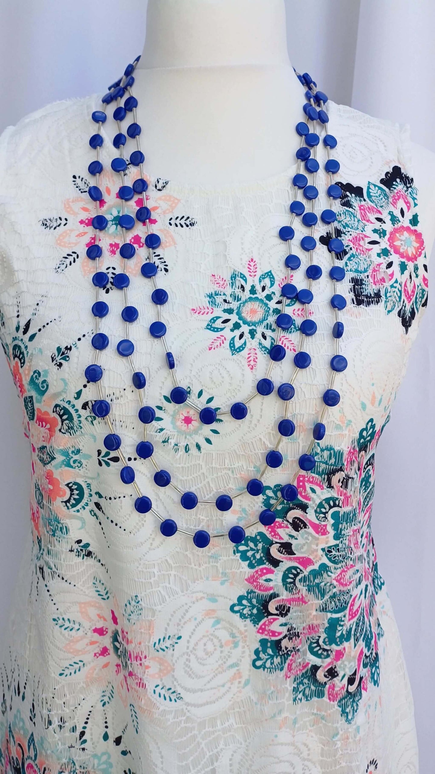 The 3-Line Petit Acrylic Bead Necklace (6 Colours!) - high-gloss-beaded-3-line-adjustable-length-statement-necklace-Necklaces