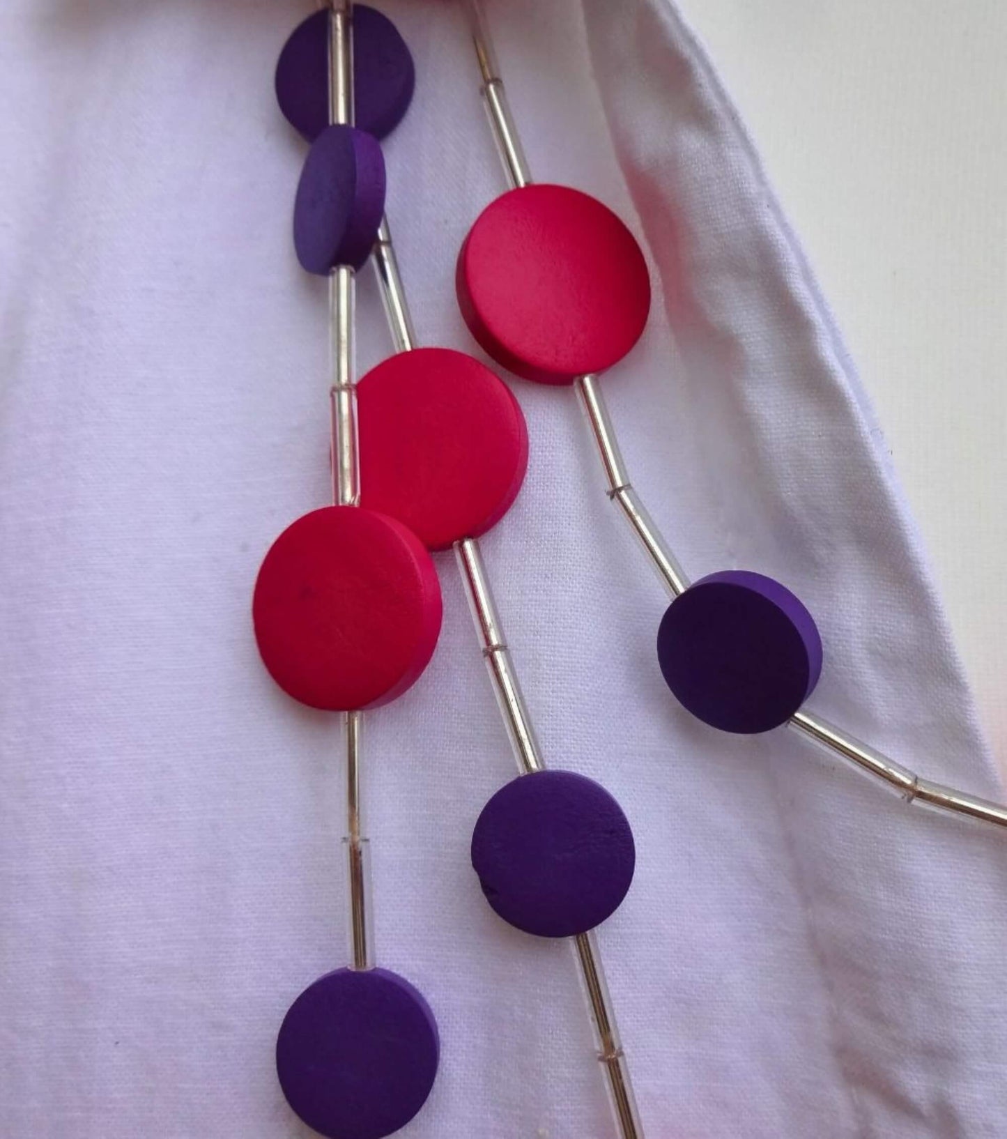 Two-Tone 3-Line Adjustable Length Statement Necklace - two-tone-blue-3-line-adjustable-length-statement-necklace-Necklaces