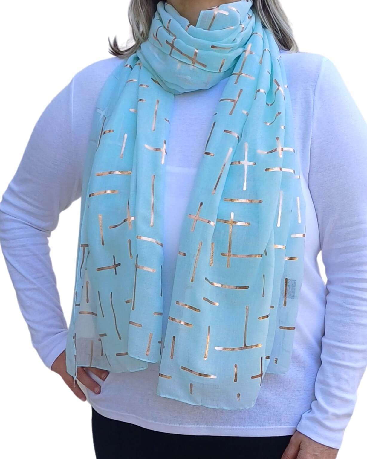Rose Gold Dash Print Lightweight Soft Cotton Mix Scarf