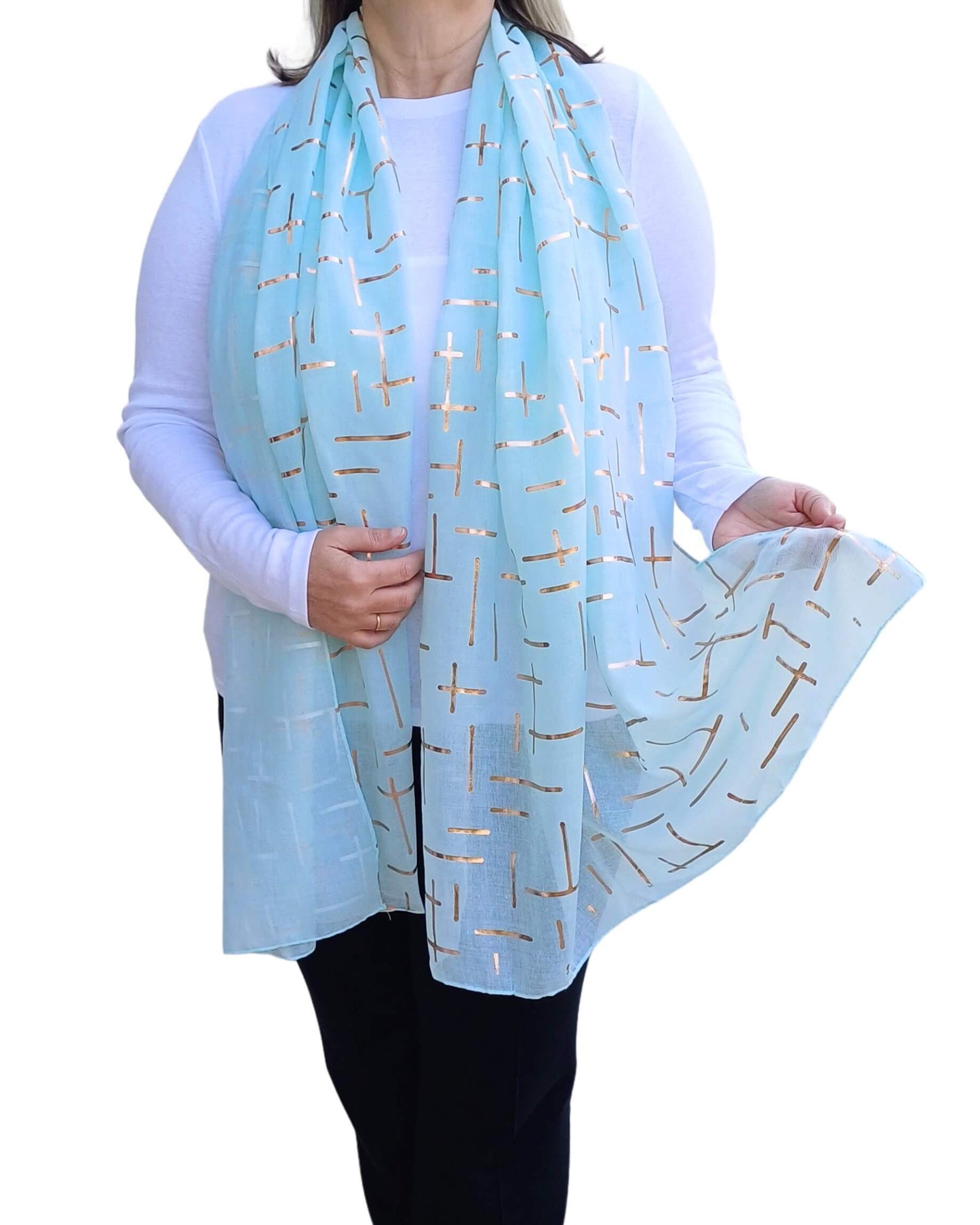 Rose Gold Dash Print Lightweight Soft Cotton Mix Scarf