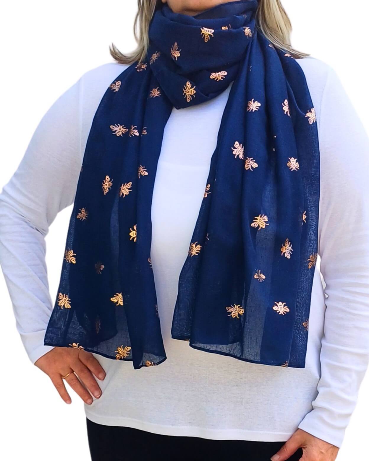 Rose Gold Bumblebee Foiled Print Scarf