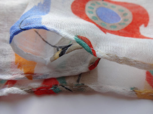 Orange, pink and blue feather printed large, soft, lightweight scarf for spring and summer or any season - orange-pink-and-blue-feather-printed-large-soft-lightweight-scarf-for-spring-and-summer-or-any-season-Scarf