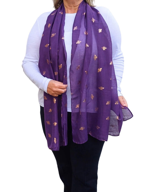 Rose Gold Bumblebee Foiled Print Scarf