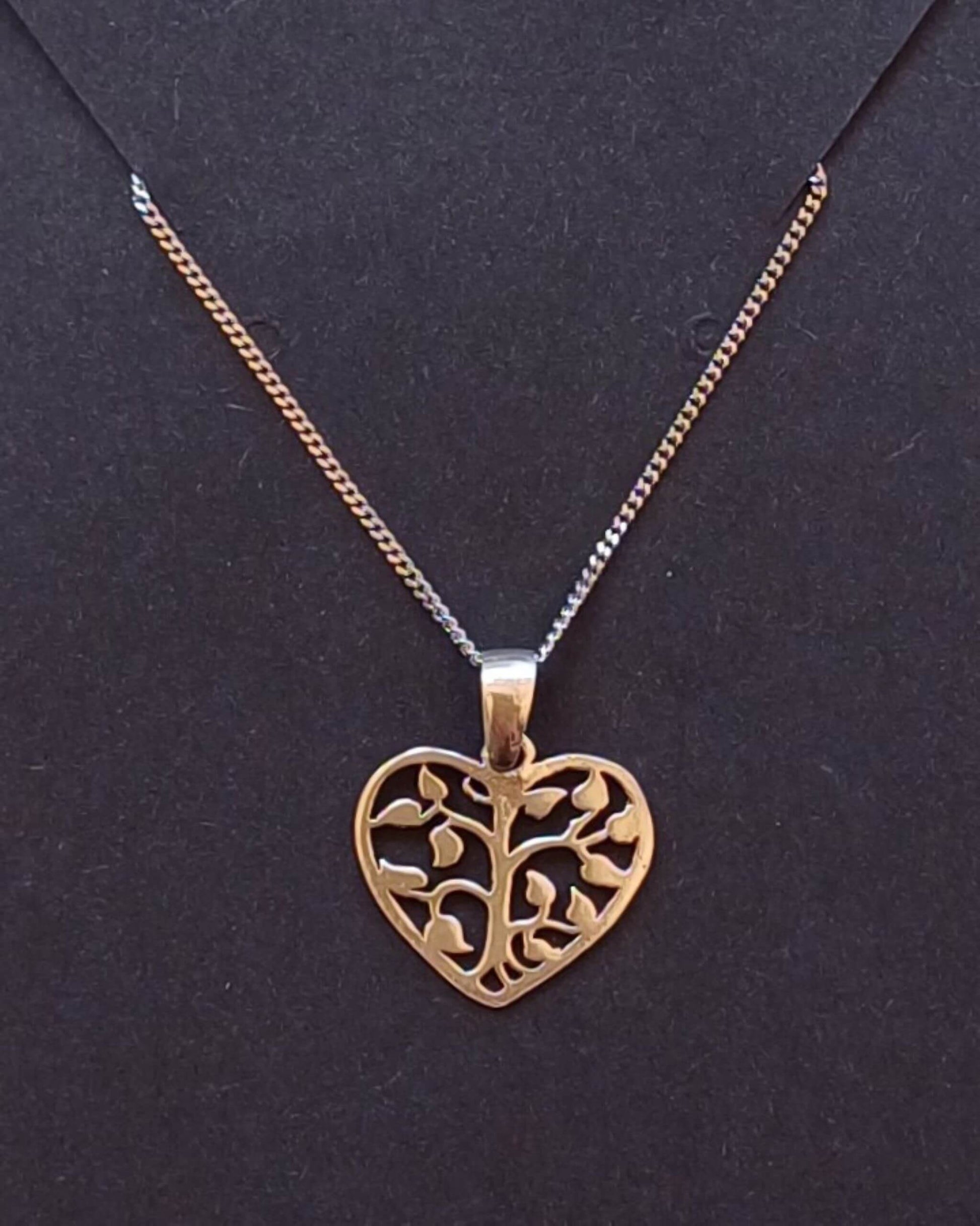 925 Sterling Silver Tree of Life Pendant - Oxidised Heart Design (Chain Included) - 925-silver-heart-tree-of-life-pendant-