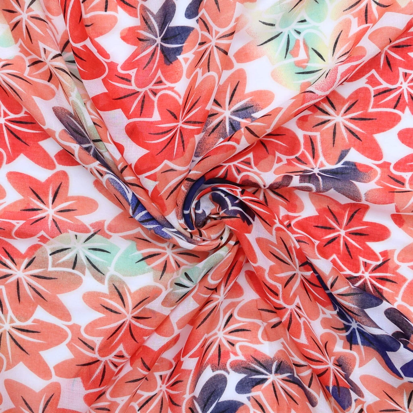 Red Floral Oversized Scarf: Bloom All Year - red-floral-print-design-super-soft-oversized-lightweight-scarf-wrap-shawl-Scarf