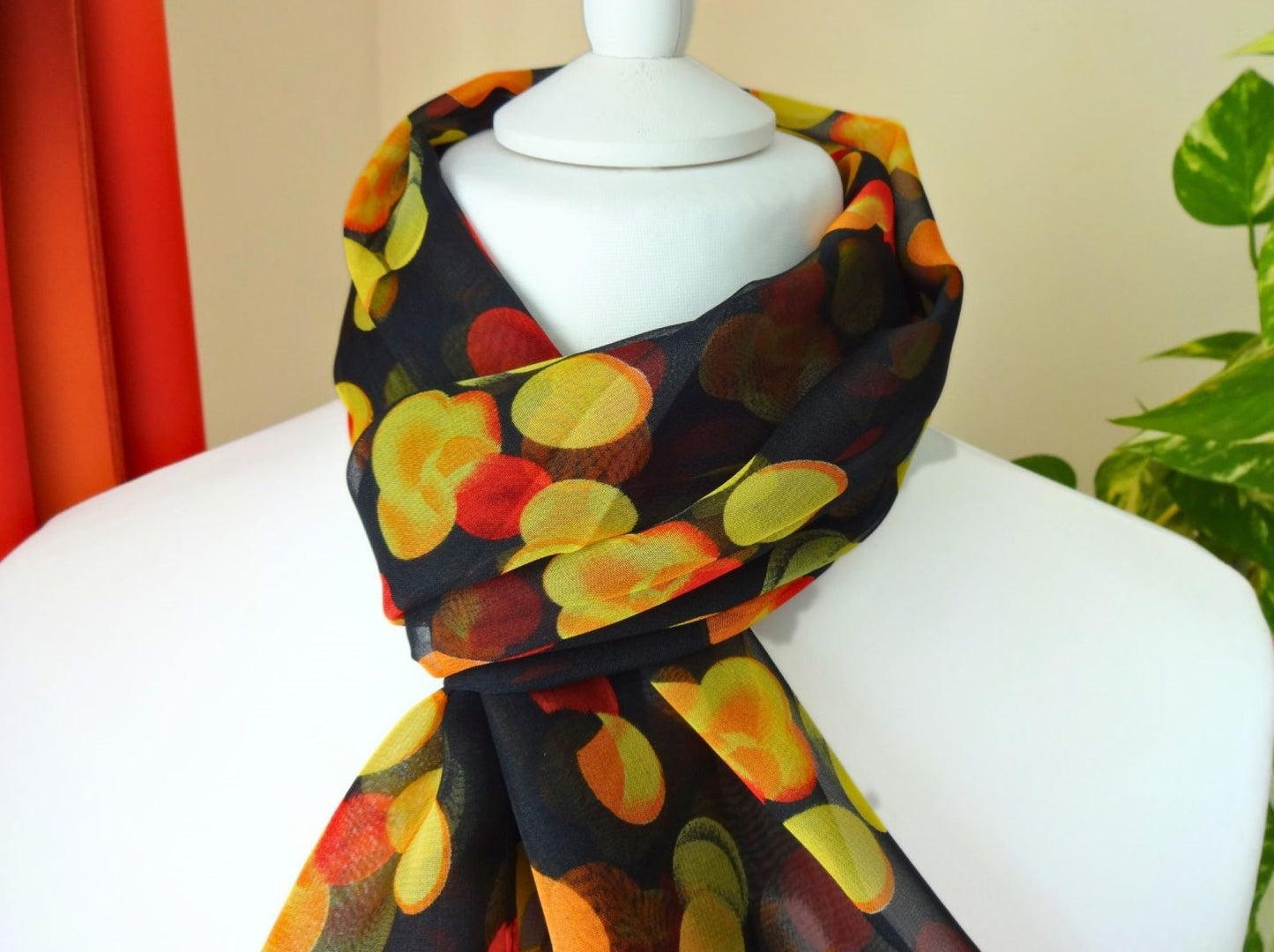 Ultra-lightweight Pretty Bokeh Print Chiffon Style Scarf - ultra-lightweight-pretty-bokeh-print-chiffon-style-scarf-Scarf
