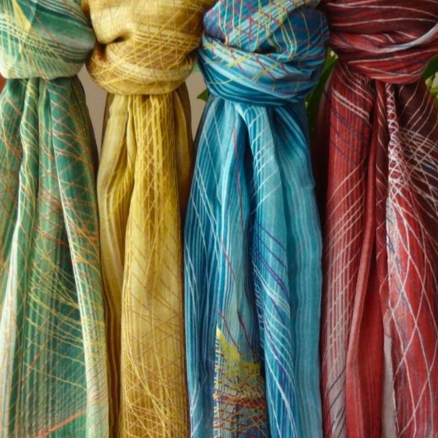 Fine Stripe & Spiral Print Scarf