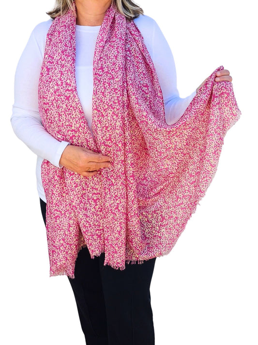 Rose Gold Foiled Lobelia Flower Print Scarf - lobelia-print-Scarf