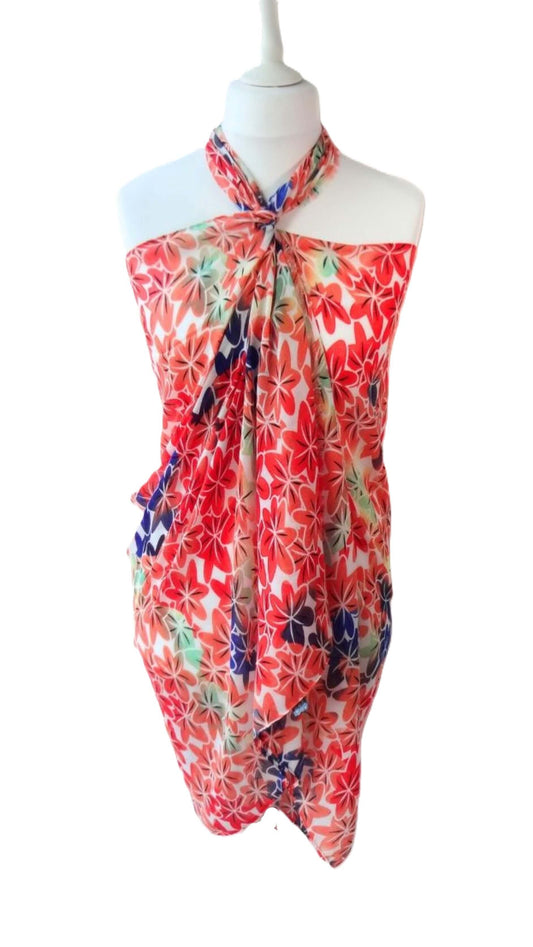 Ultra-Soft Floral Beach Cover-up - vibrant-colourful-super-soft-lightweight-sarong-beach-cover-up-holiday-dress-Sarong
