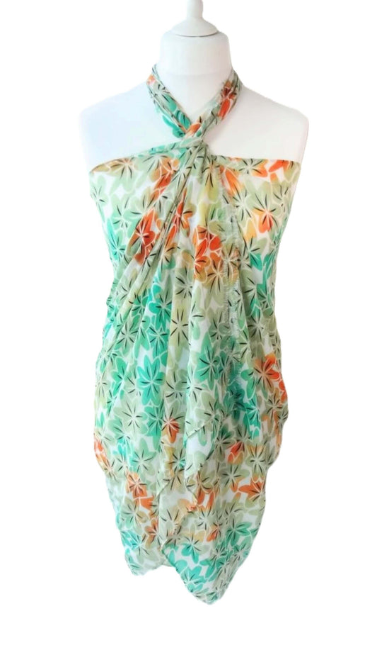 Ultra-Soft Floral Beach Cover-up - vibrant-colourful-super-soft-lightweight-sarong-beach-cover-up-holiday-dress-Sarong