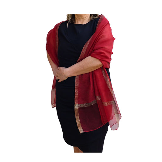 Elegant Sheer Organza Shawl – Silk Blend Wrap for Weddings & Evenings