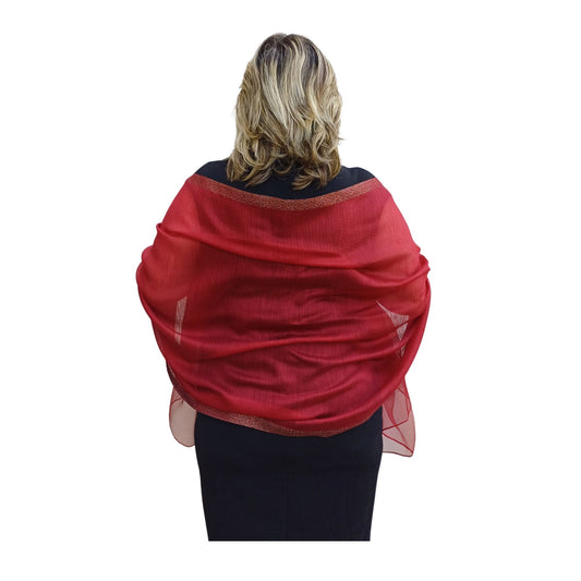 Elegant Sheer Organza Shawl – Silk Blend Wrap for Weddings & Evenings