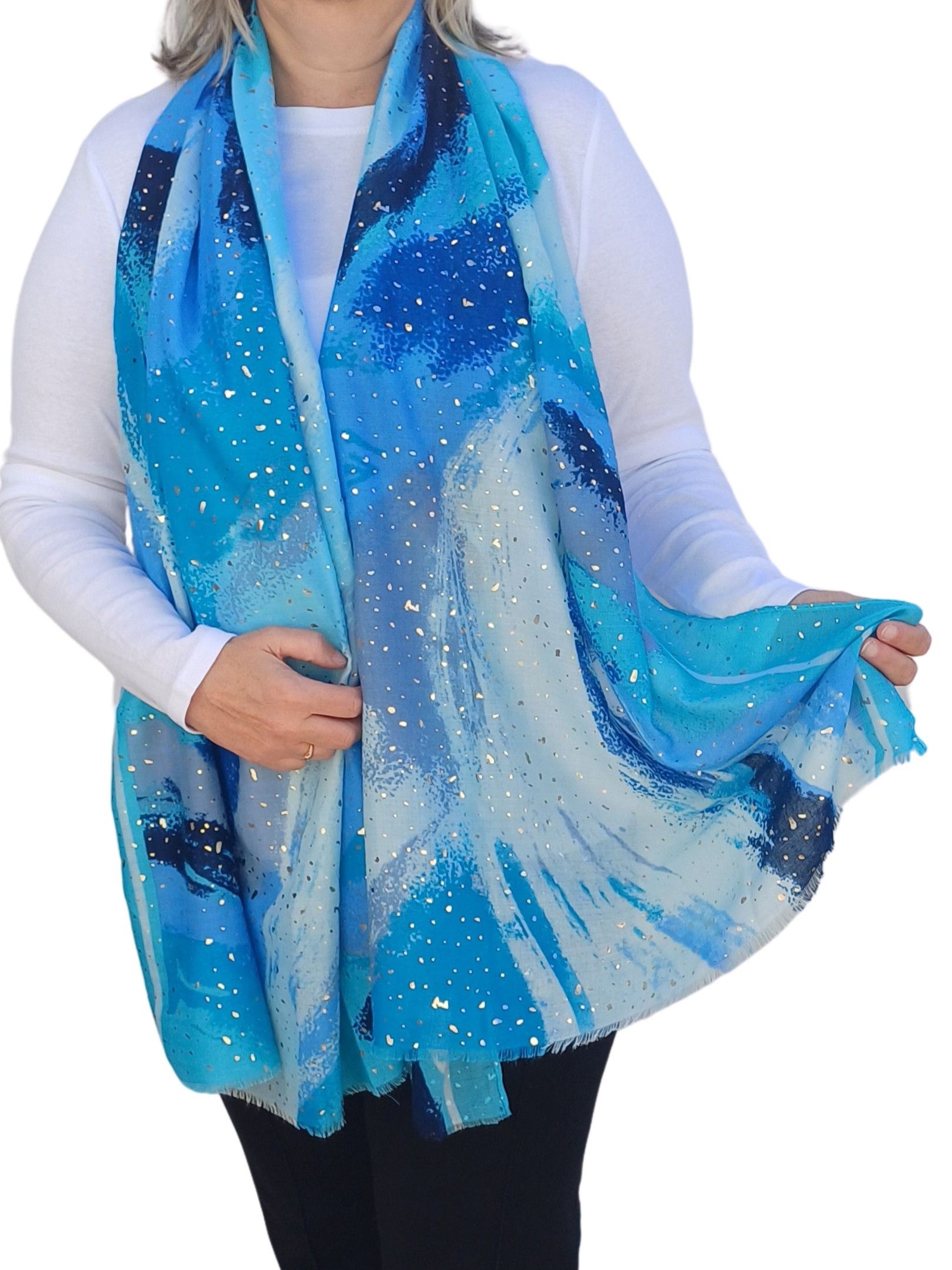 Watercolour Effect Soft Sparking Glitter Scarf - watercolour-effect-soft-lightweight-sparking-glitter-scarf-Scarf
