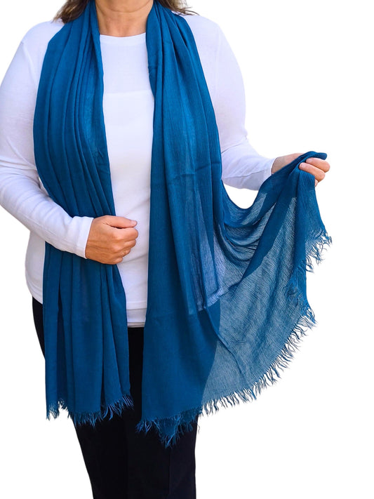 Plain Long Oversized Lightweight Soft Frayed Scarf