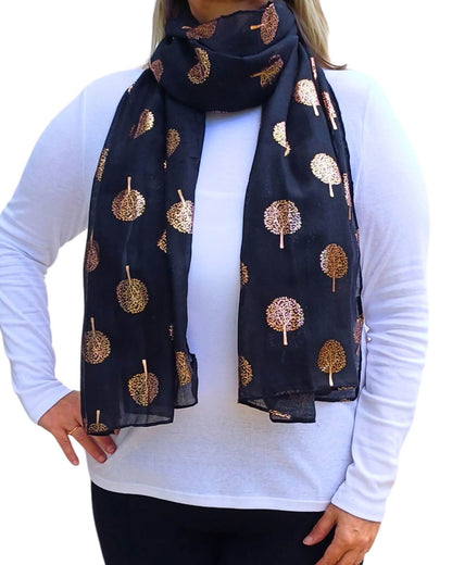 Rose Gold Tree Of Life Foiled Print Scarf