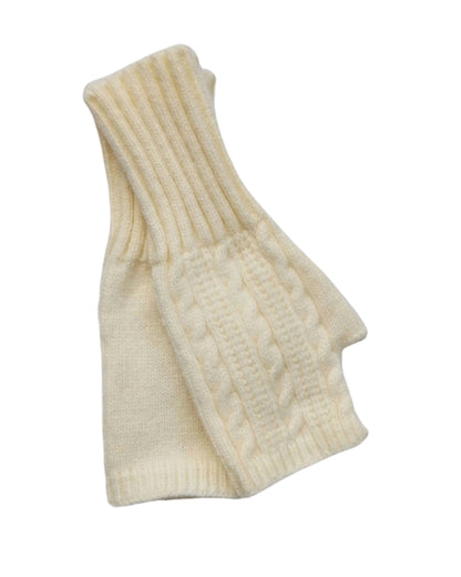 Aurora's Array: Cream-Knitted-Fingerless-Gloves-Flat-Lay-Close-up