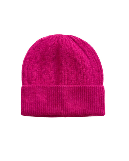 Aurora's Array: Fuchsia-Pink-Knitted-Hat-Flat-Lay