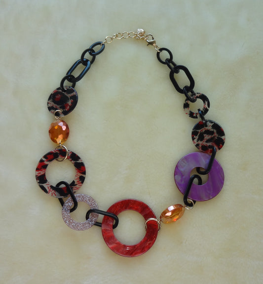 Funky Chunky Colourful Short Statement Necklace - funky-chunky-colourful-necklace-1-Necklaces