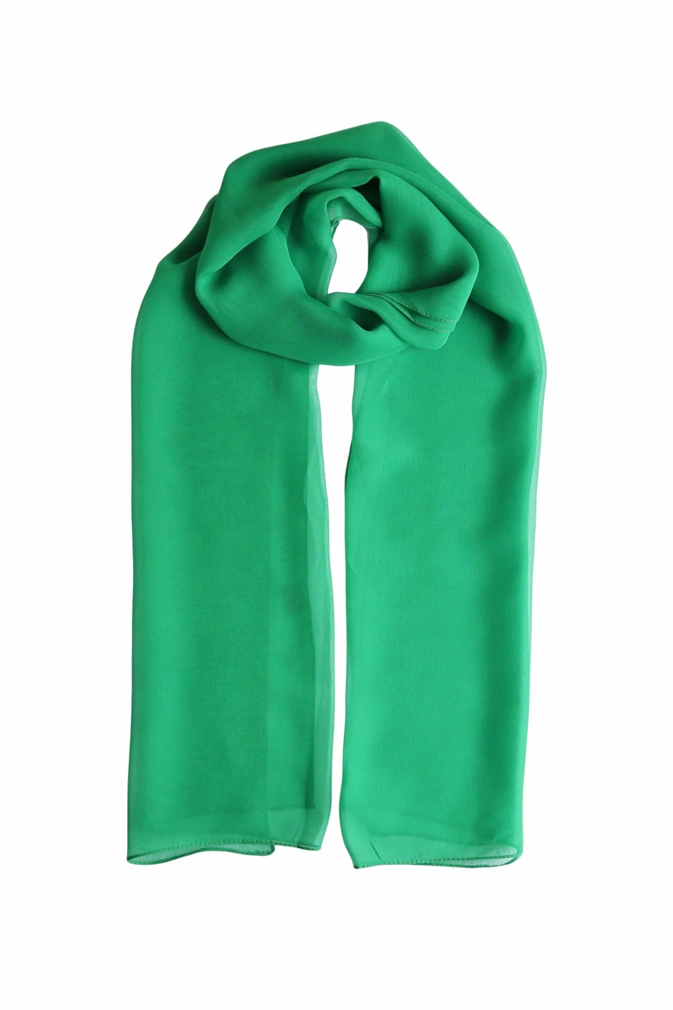 Featherlight chiffon scarf in vibrant green, sheer and silky look, flat lay on white background – women’s fashion accessory by Aurora’s Array UK