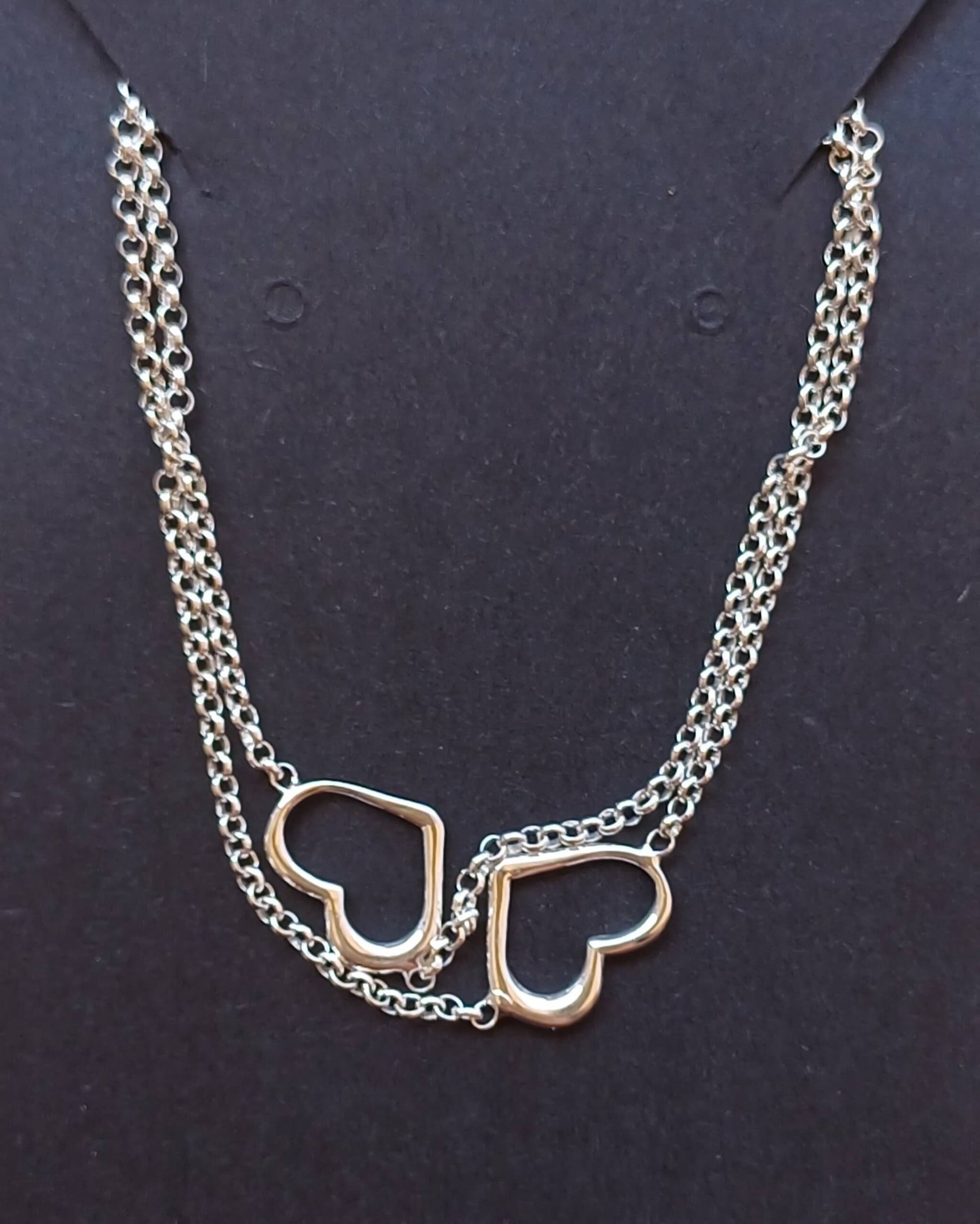 Sparkling 925 Sterling Silver Double Open Heart Bracelet - 925-sterling-silver-bracelet-with-double-open-heart-