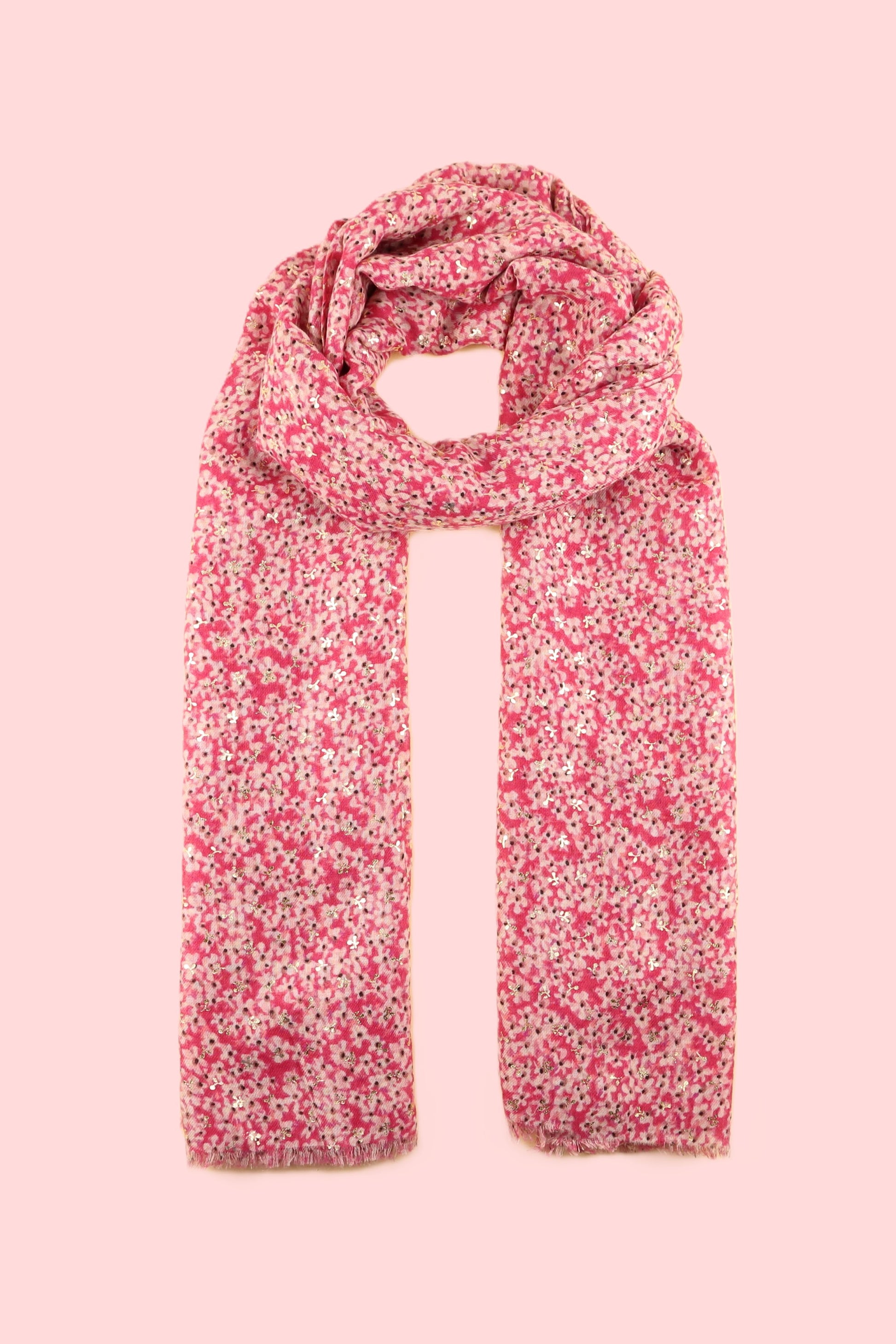 Rose Gold Foiled Lobelia Flower Print Scarf - lobelia-print-Scarf