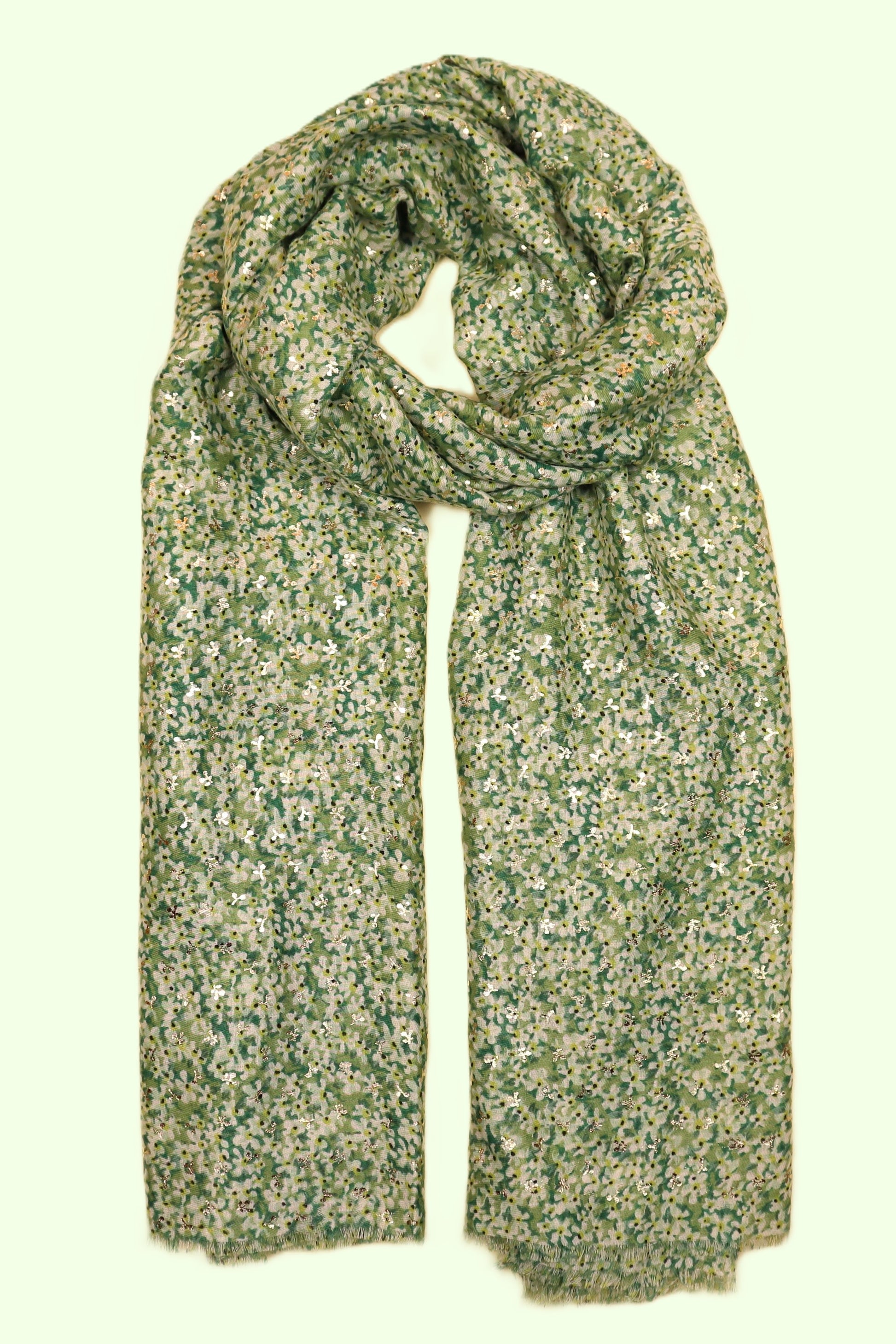 Rose Gold Foiled Lobelia Flower Print Scarf - lobelia-print-Scarf