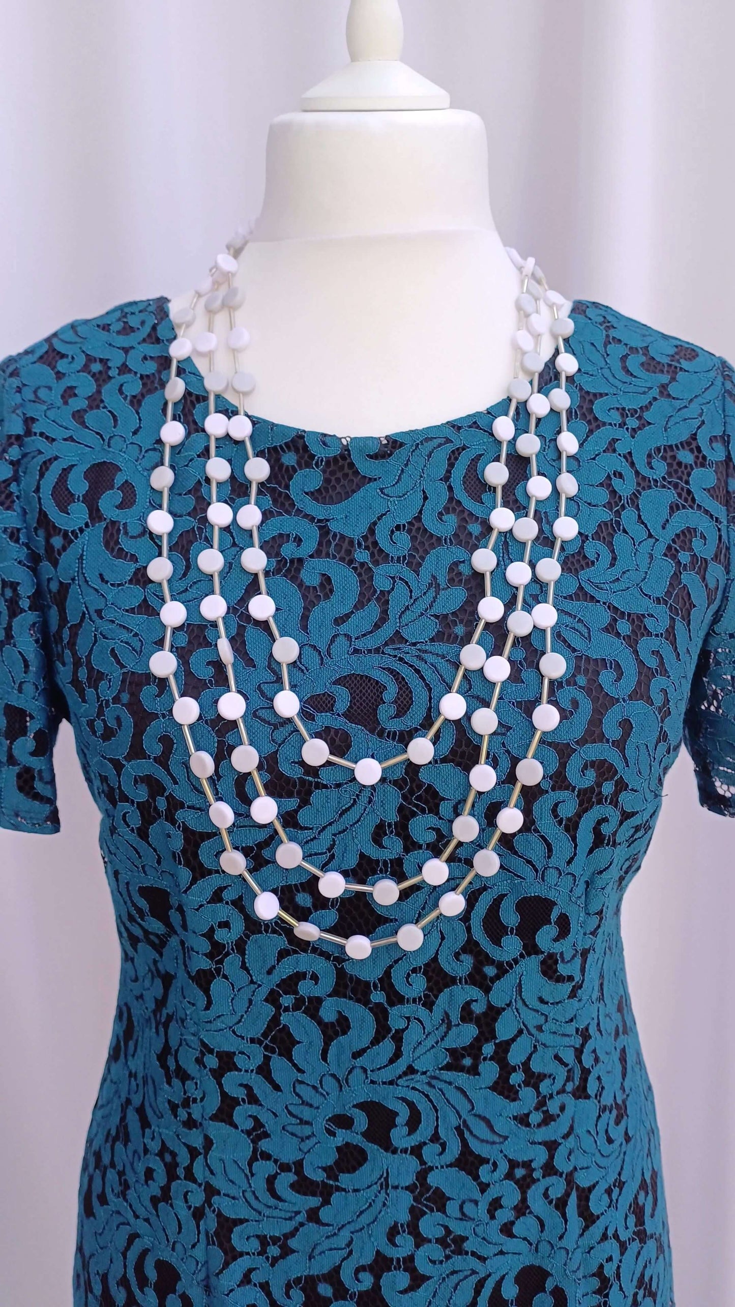The 3-Line Petit Acrylic Bead Necklace (6 Colours!) - high-gloss-beaded-3-line-adjustable-length-statement-necklace-Necklaces