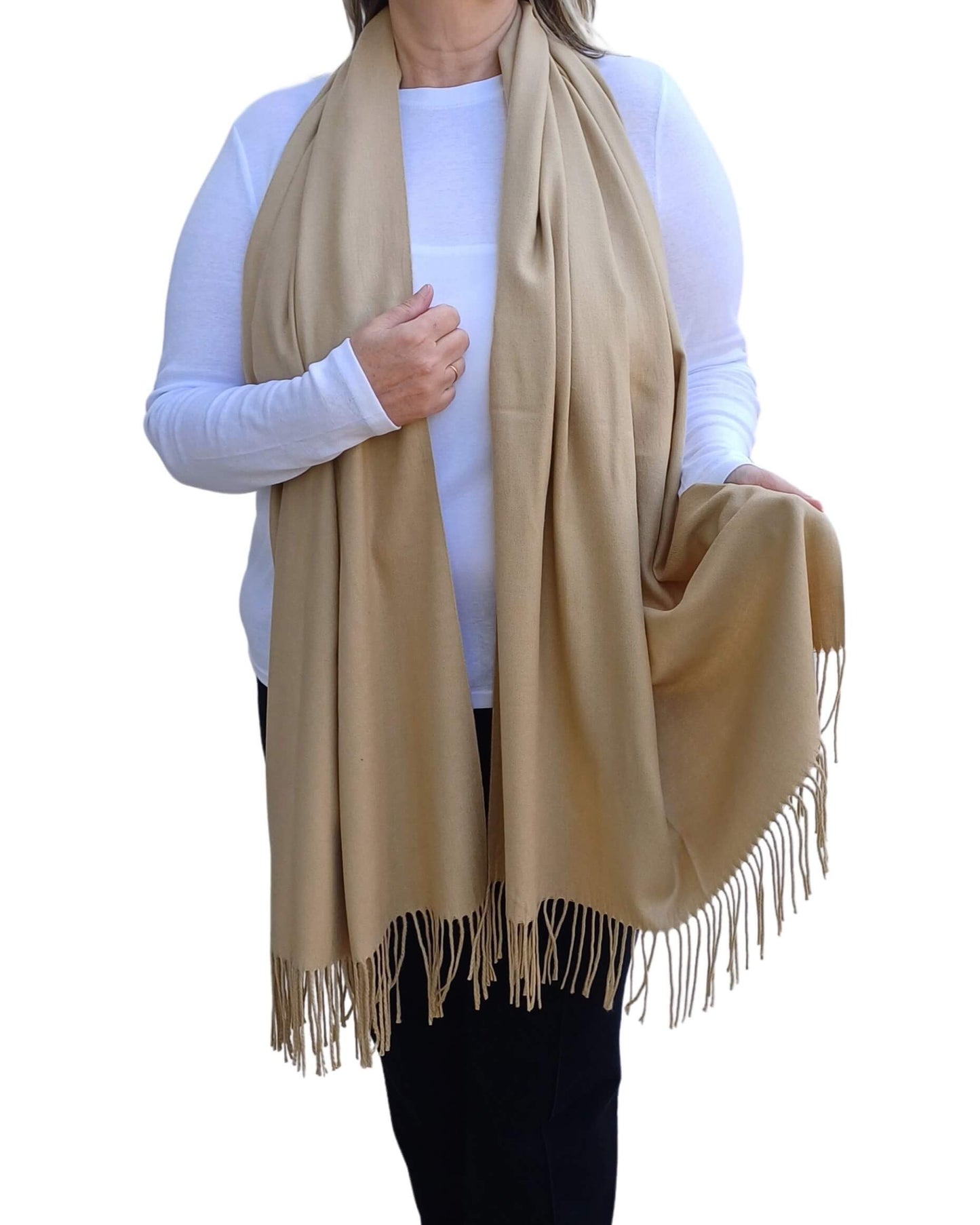 Super Soft Plain Pashmina Tasselled Scarf