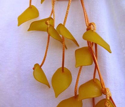 Leaf Design Beaded Adjustable Length Statement Necklace - leaf-design-beaded-adjustable-length-statement-necklace-Necklaces