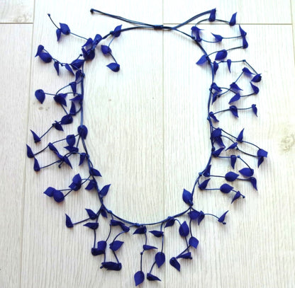 Leaf Design Beaded Adjustable Length Statement Necklace - leaf-design-beaded-adjustable-length-statement-necklace-Necklaces
