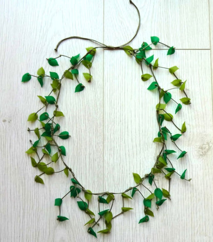 Leaf Design Beaded Adjustable Length Statement Necklace - leaf-design-beaded-adjustable-length-statement-necklace-Necklaces