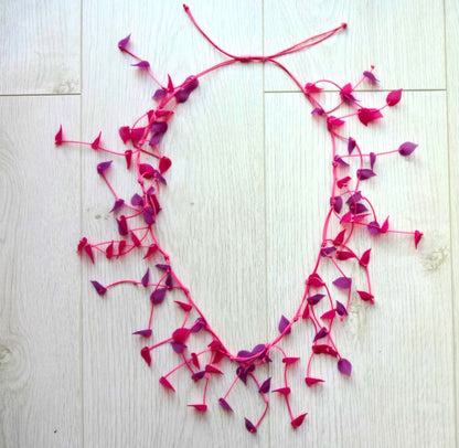 Leaf Design Beaded Adjustable Length Statement Necklace - leaf-design-beaded-adjustable-length-statement-necklace-Necklaces