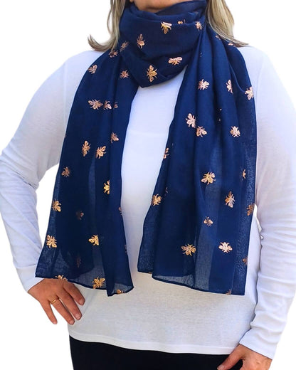 Rose Gold Bumblebee Foiled Print Scarf