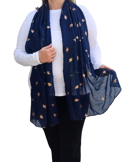 Rose Gold Bumblebee Foiled Print Scarf