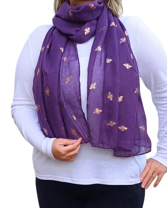 Rose Gold Bumblebee Foiled Print Scarf